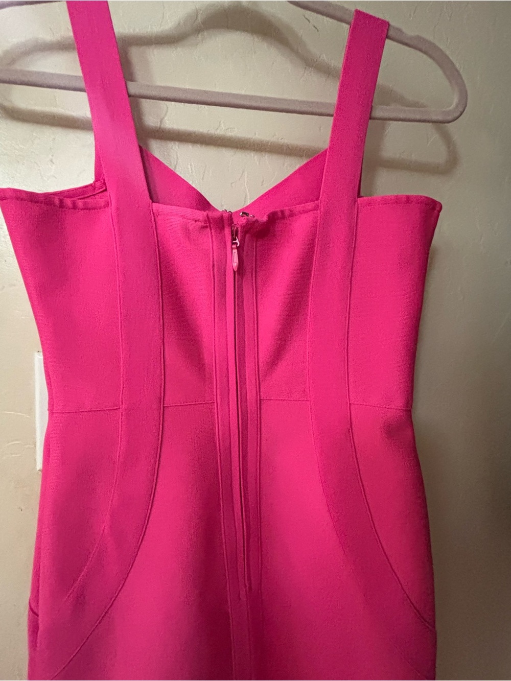 Fashion Nova Hot Pink Square Strap Sheath Dress - Picture 4 of 5